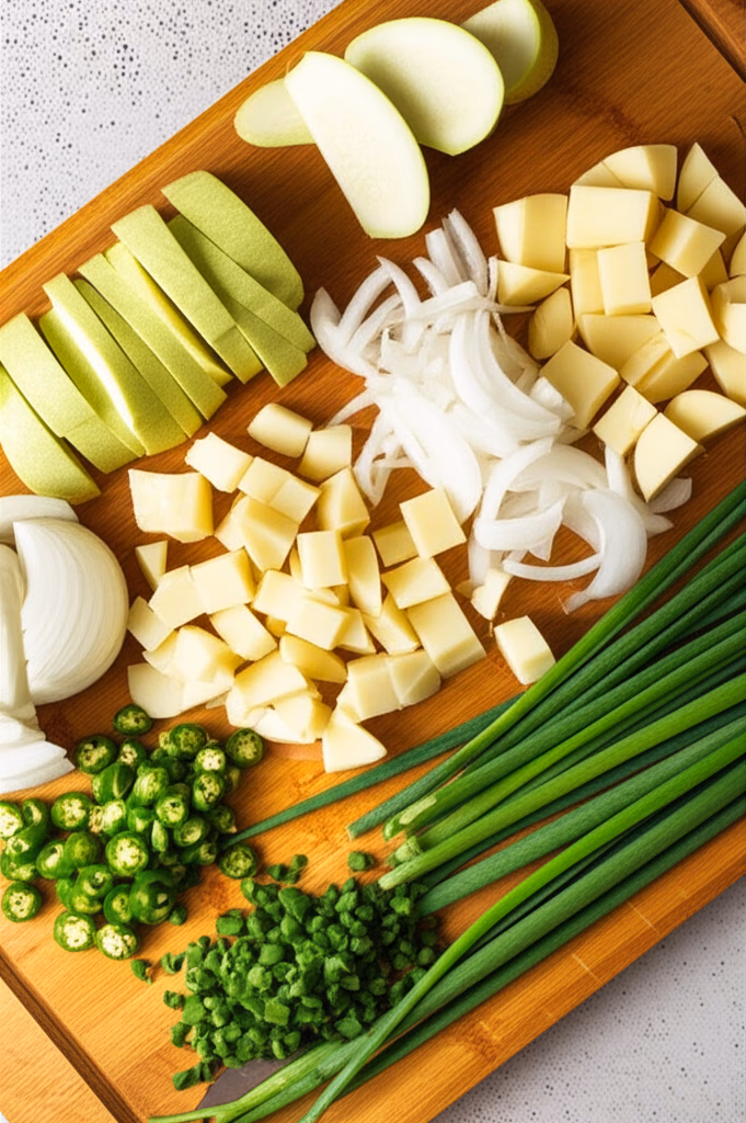 손질된 애호박, 감자, 양파, 고추