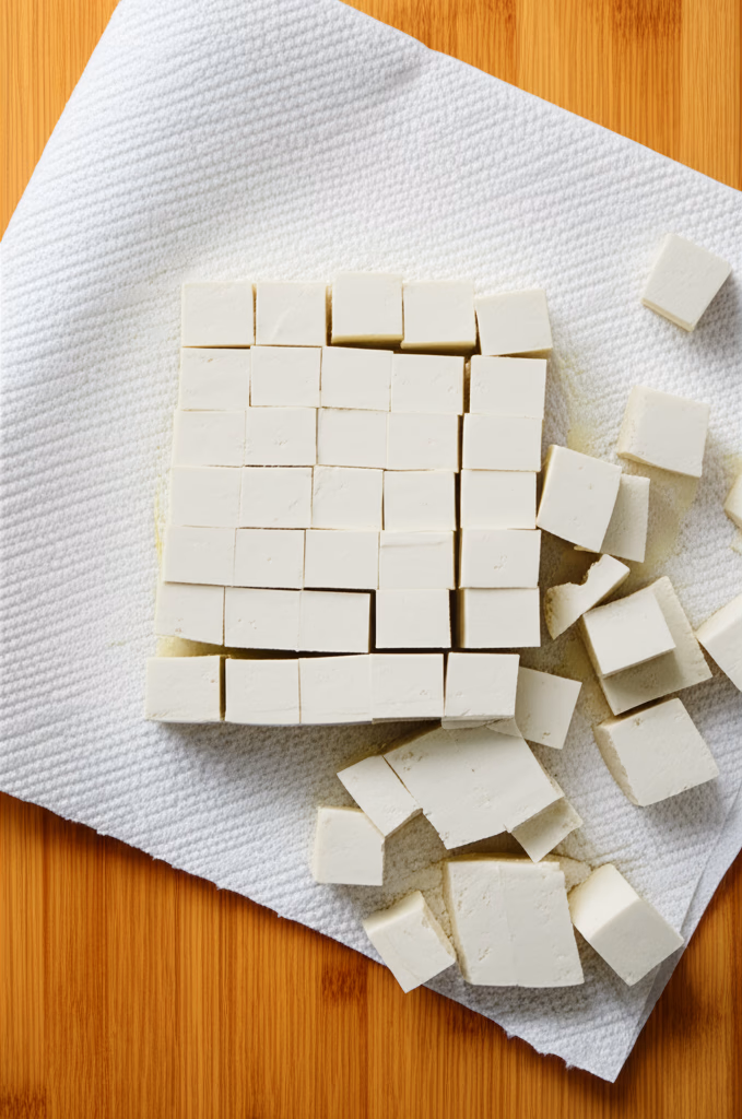 깍둑썰기한 하얀 두부