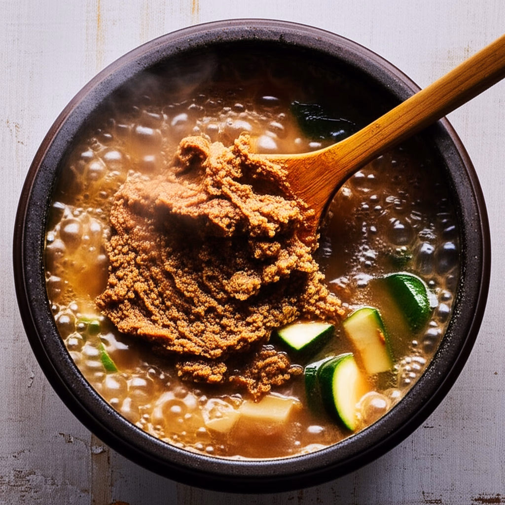 청국장이 들어간 찌개가 끓는 모습