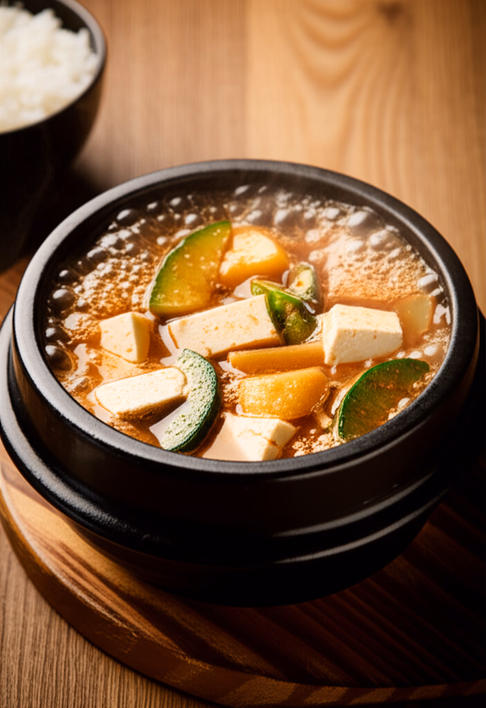 뚝배기에 보글보글 끓는 청국장찌개