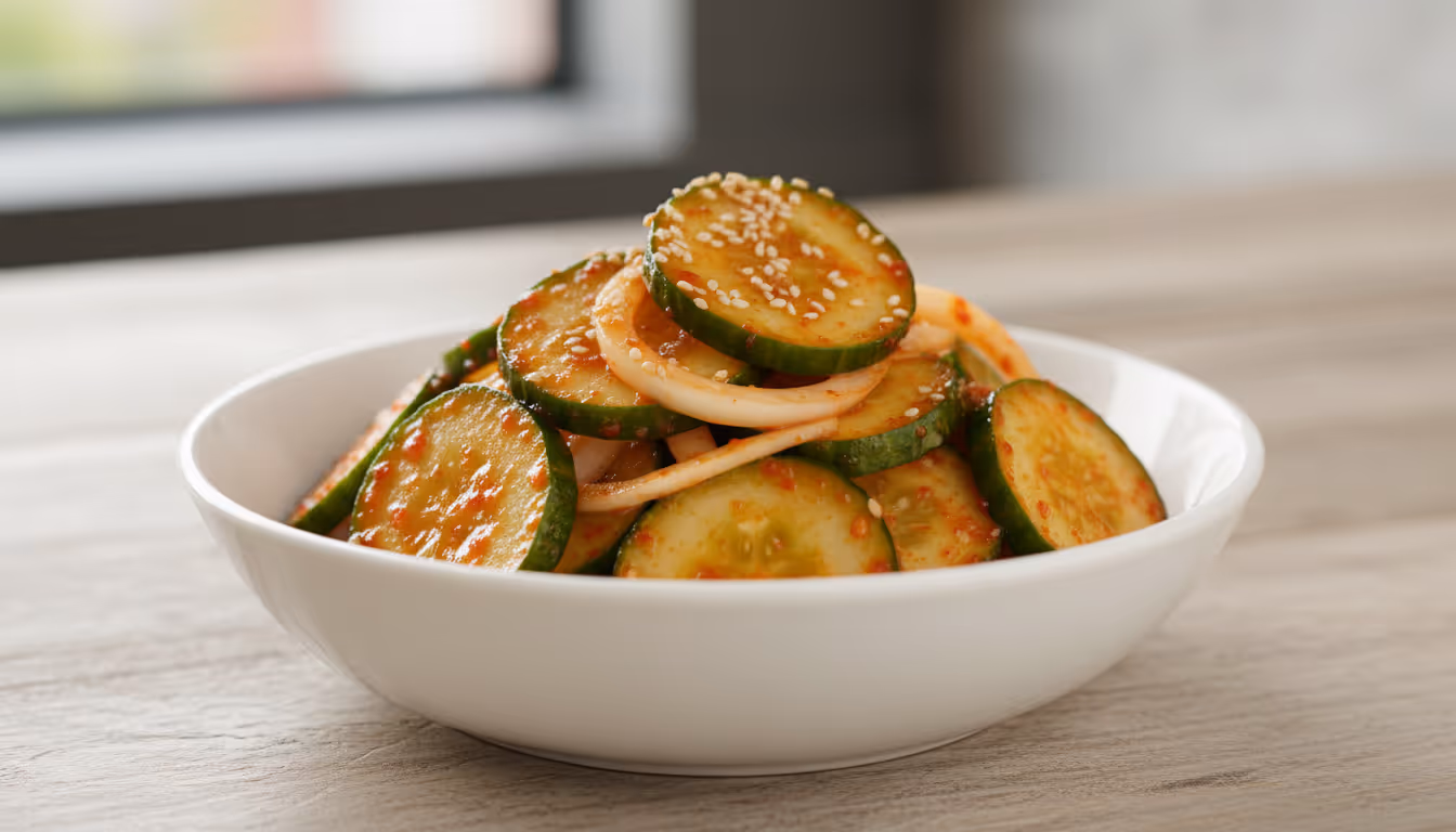 빨간 양념에 무친 오이무침