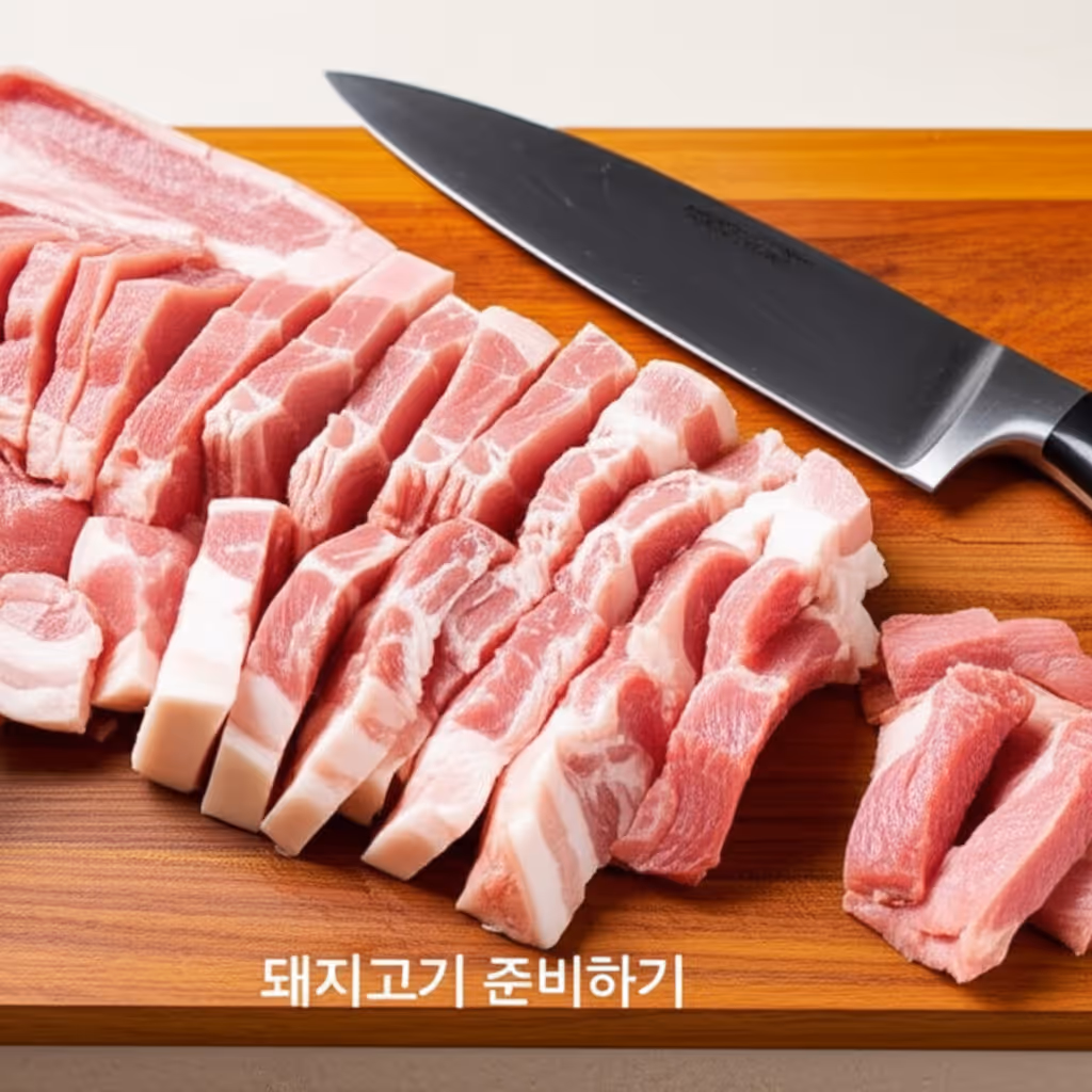 도마 위에 썰어둔 삼겹살