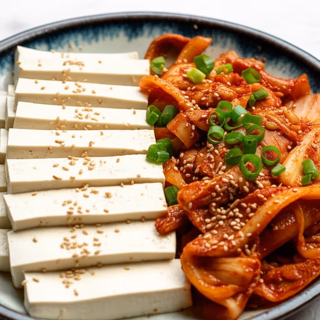 완성된 두부김치 플레이팅