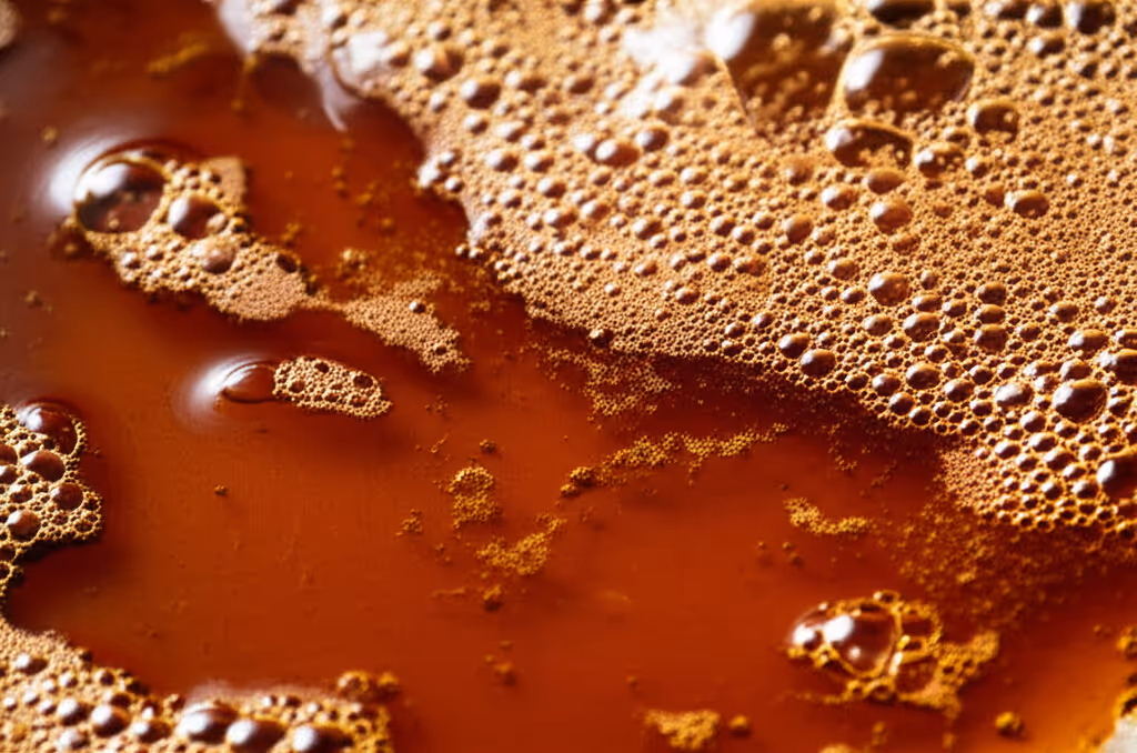 팬에서 끓는 시럽