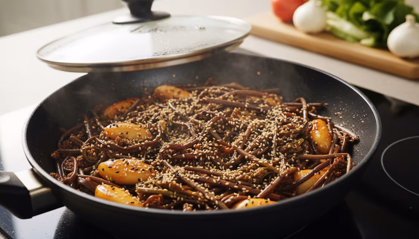 통깨를 뿌린 고사리나물