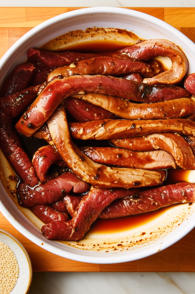 양념에 재운 소고기 채