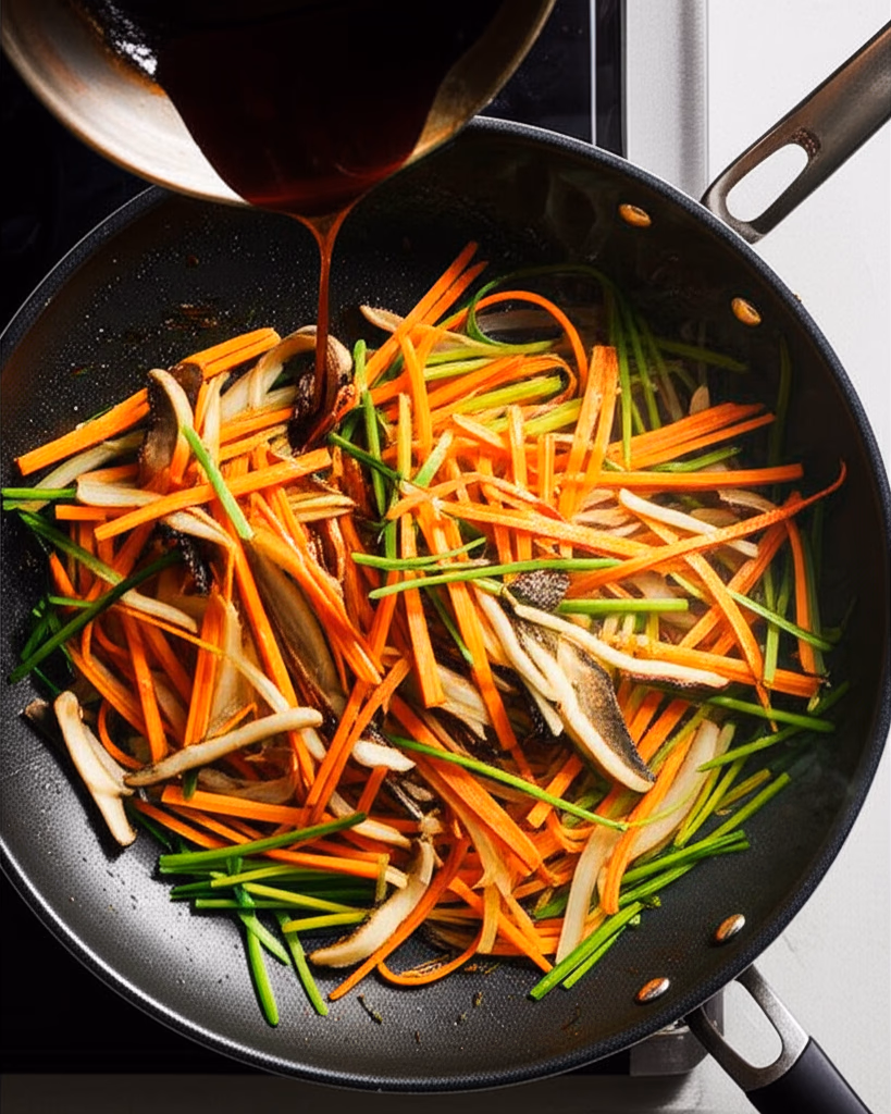 팬에서 볶는 채소