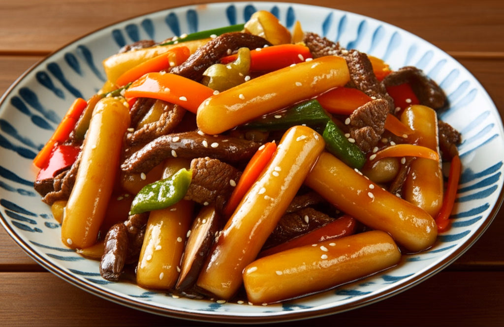 윤기 나는 간장 양념의 궁중떡볶이