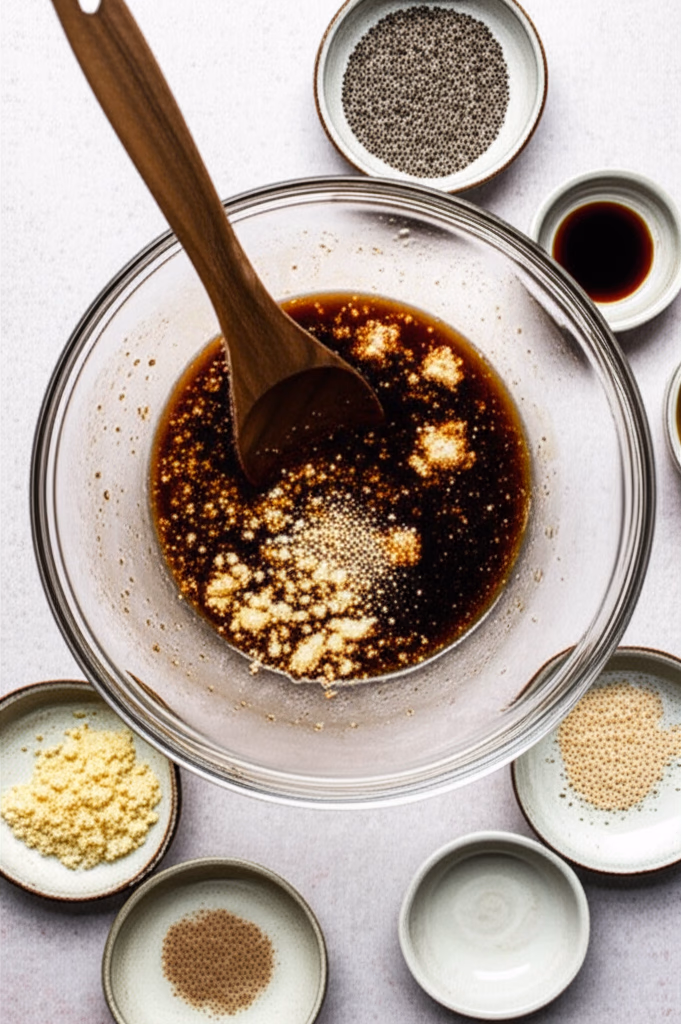 양념장을 섞는 모습