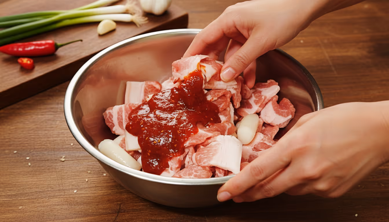 고기 양념하기