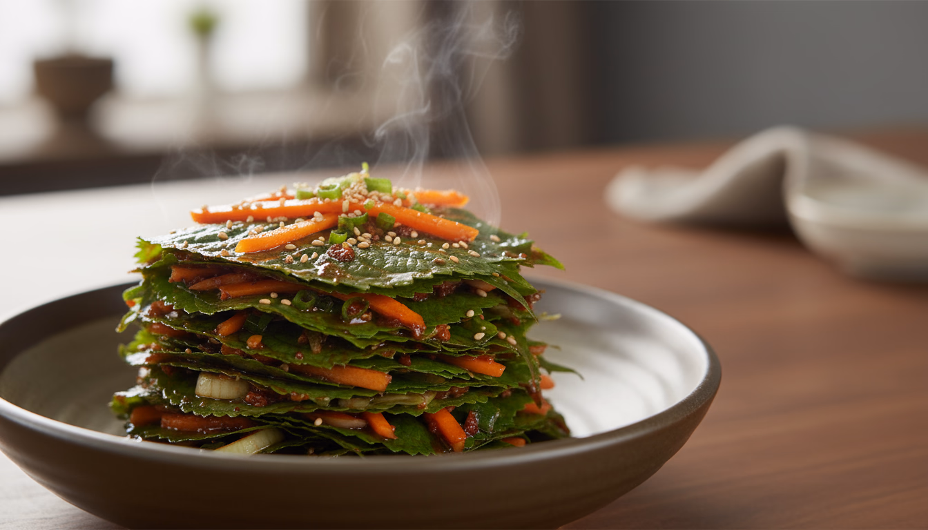 간장 양념을 바른 깻잎김치