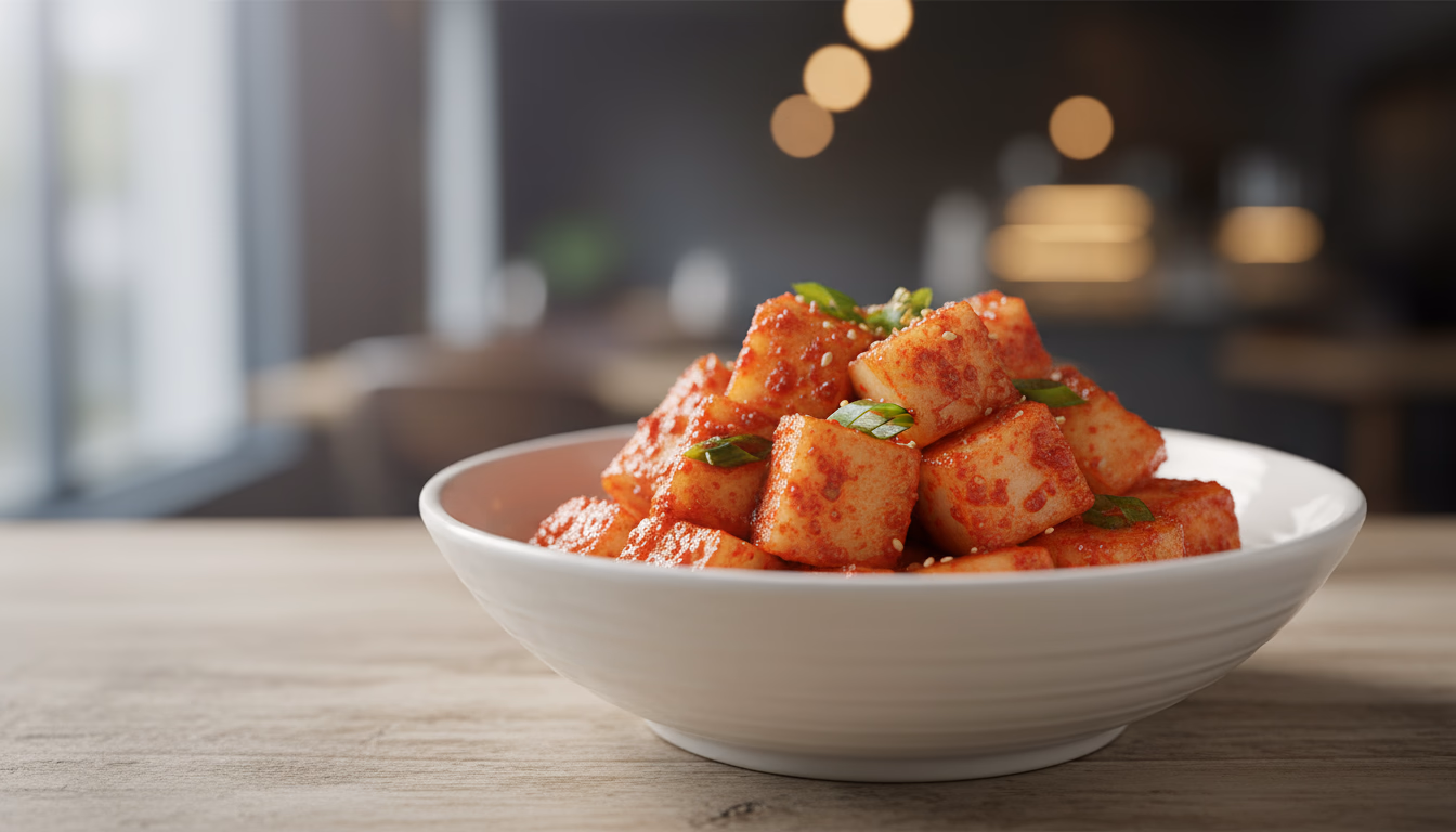 빨간 양념에 버무려진 깍두기