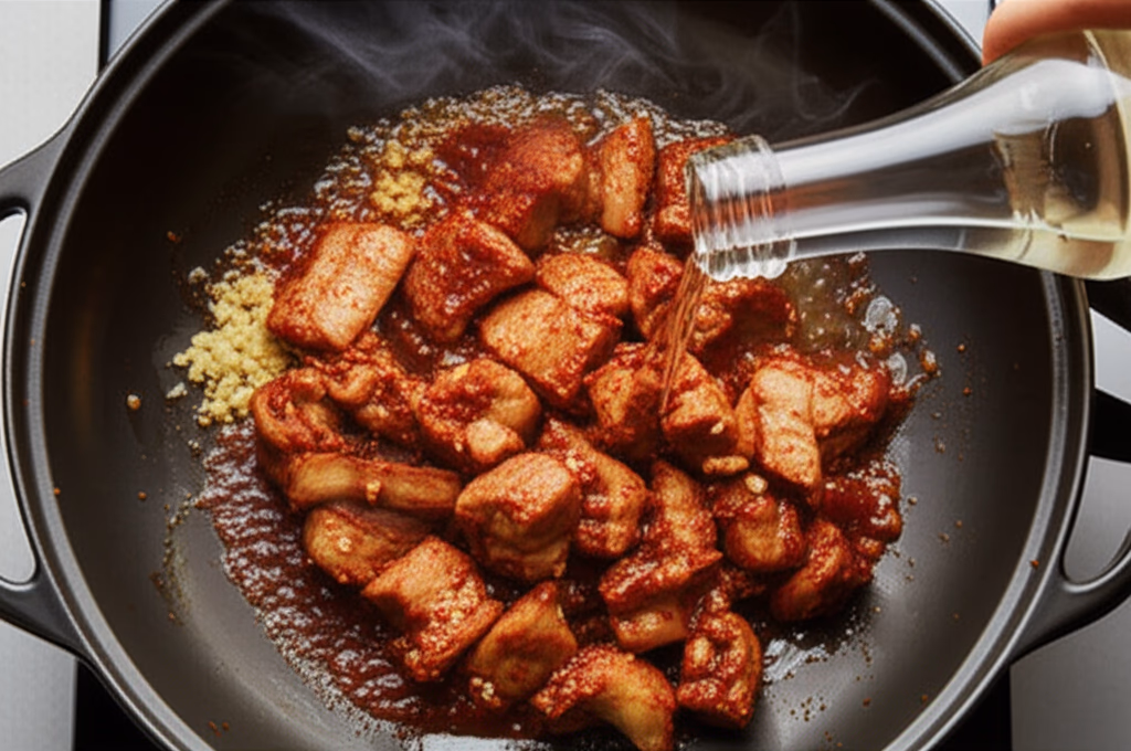 들기름에 돼지고기 볶기