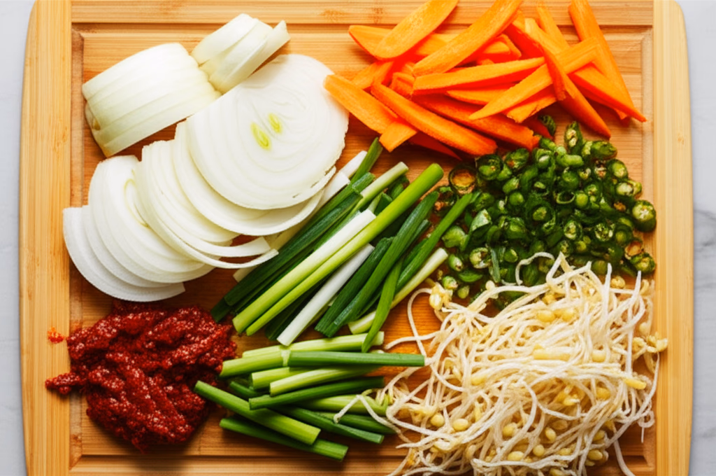 썰어놓은 각종 채소