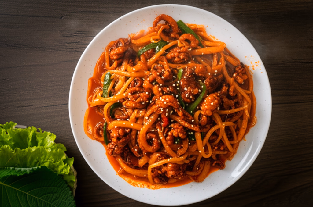 완성된 낙지볶음