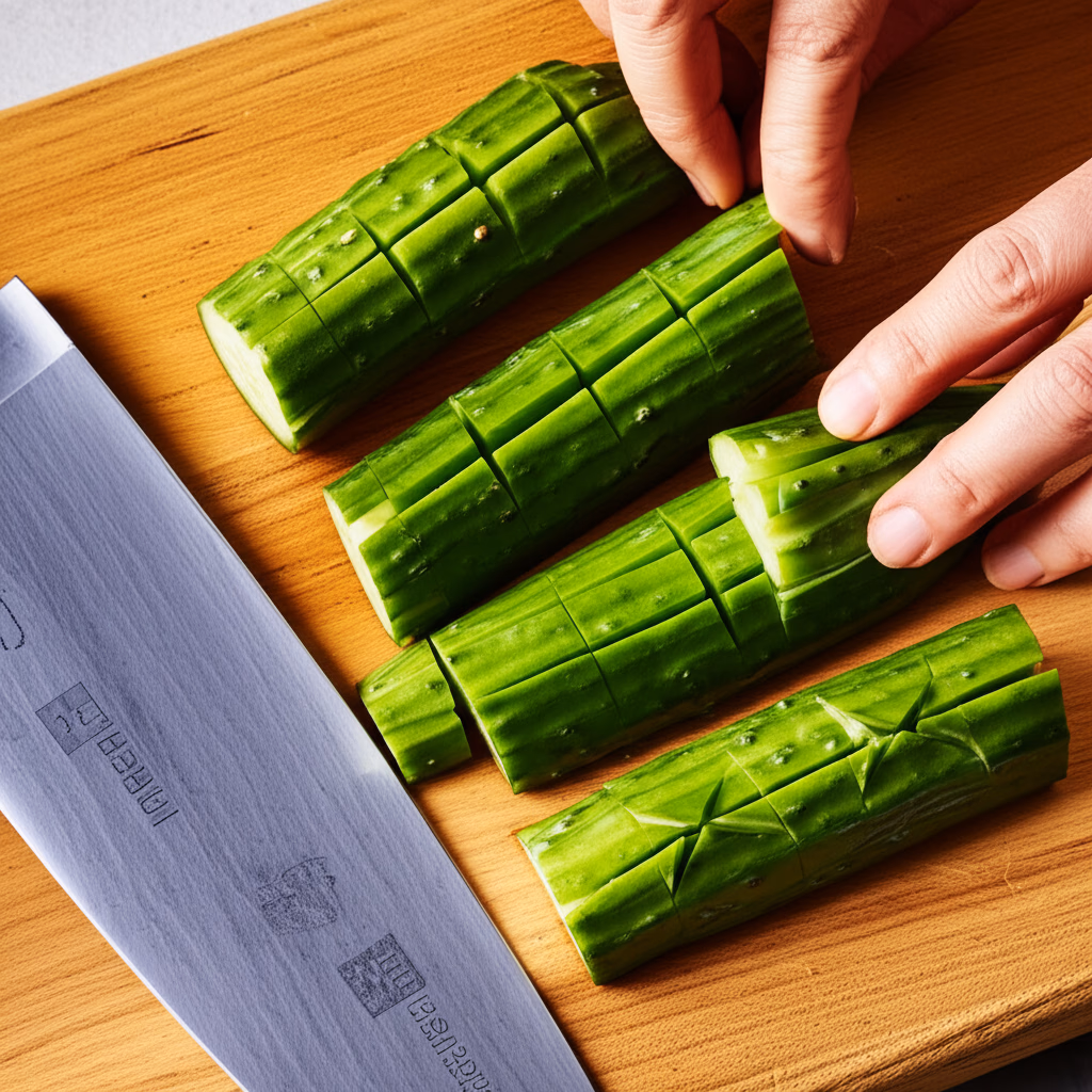 오이에 십자 칼집 넣기