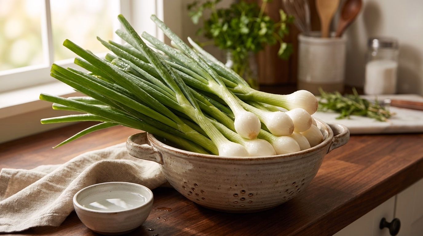 쪽파 씻는 모습