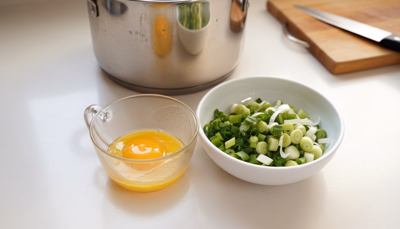 썬 대파와 풀어놓은 계란