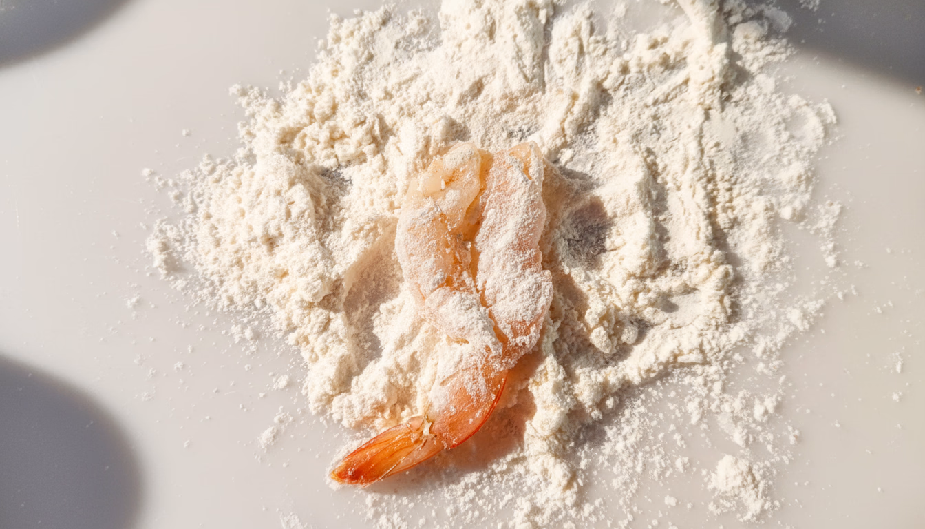 밀가루를 묻힌 새우