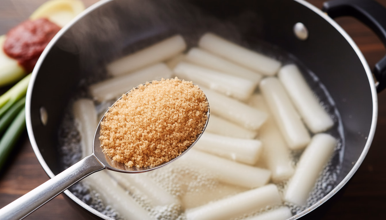 떡에 설탕을 넣는 모습