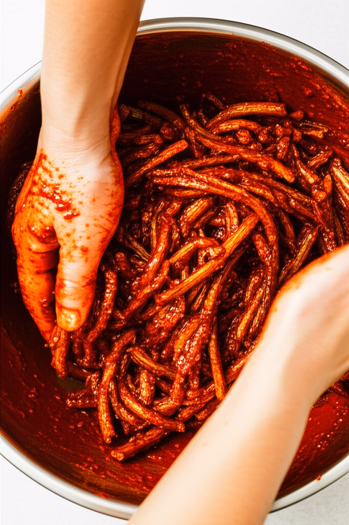 양념에 버무려진 소고기와 고사리